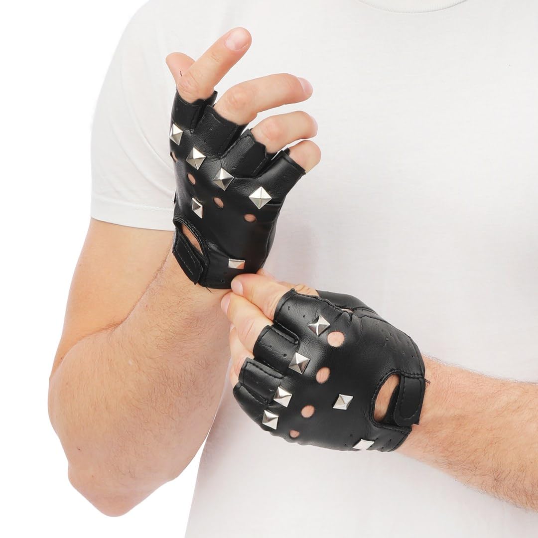 ptit-clown-handschuhe-punk-paar-fingerlose-nieten-handschuhe-schwarz image 2