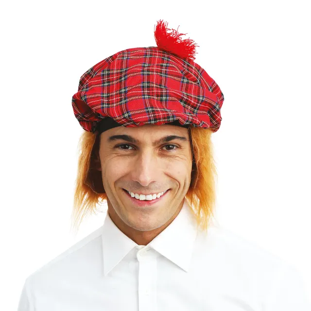 ptit-clown-77310-schotten-barett-mit-haar-mehrfarbig-erwachsene-59-cm image 1