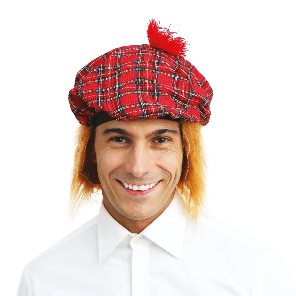 ptit-clown-77310-schotten-barett-mit-haar-mehrfarbig-erwachsene-59-cm image 1