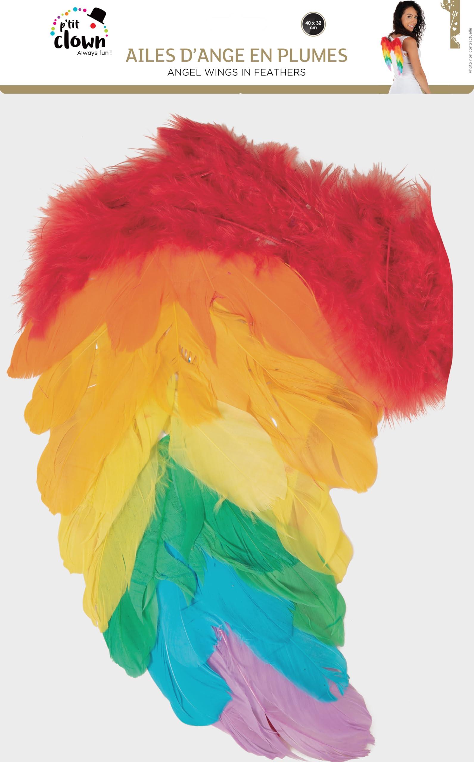 ptit-clown-engelsfl-gel-federn-regenbogen-40-x-32-cm image 3