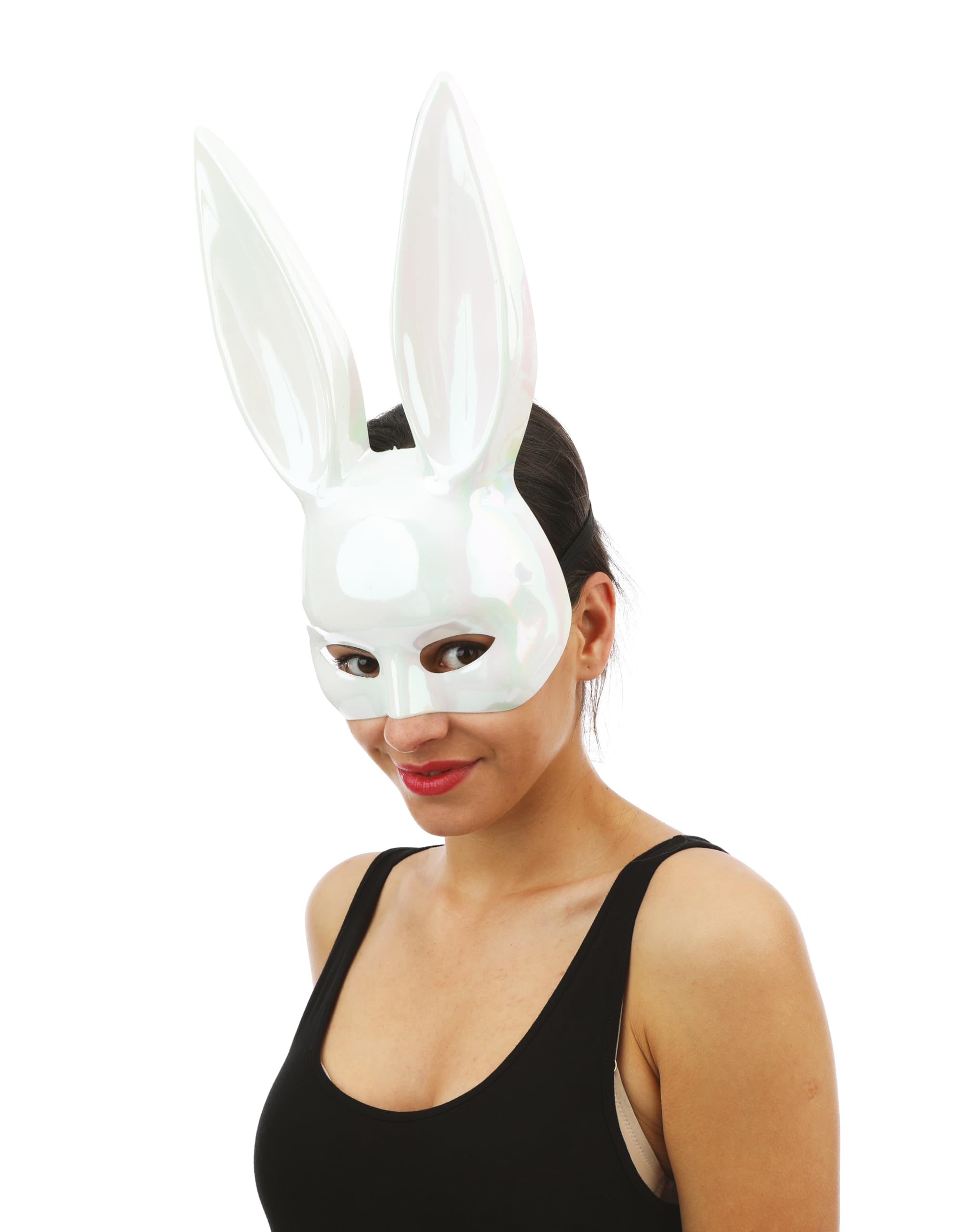 p-tit-clown-23391-halbmaske-mit-wei-em-kaninchen-schillernd-f-r-erwachsene image 3