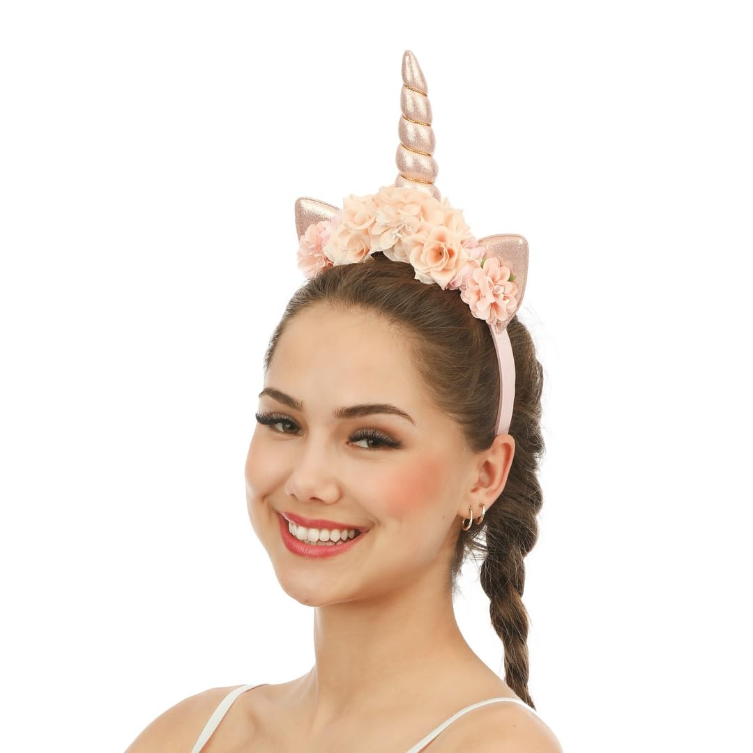 ptit-clown-23821-haarreif-einhorn-mit-blumen-rosa image 2