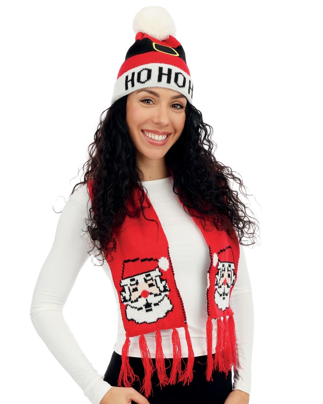 ptit-clown-weihnachtsmann-set-m-tze-schal-rot-erwachsene-einheitsgr-e image 2