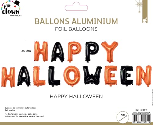 ptit-clown-folienballon-happy-halloween-30-cm-orange-schwarz image 5