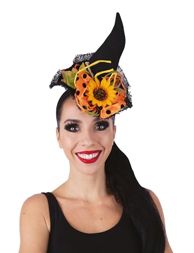ptit-clown-22975-haarreif-mini-hut-mit-blumen-schwarz-orange-halloween image 5
