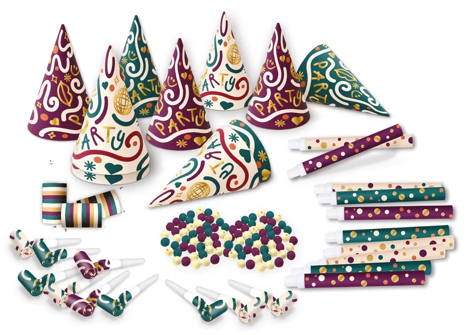 ptit-clown-23444-party-set-f-r-10-personen-mehrfarbig-hut-und-zubeh-r image 1