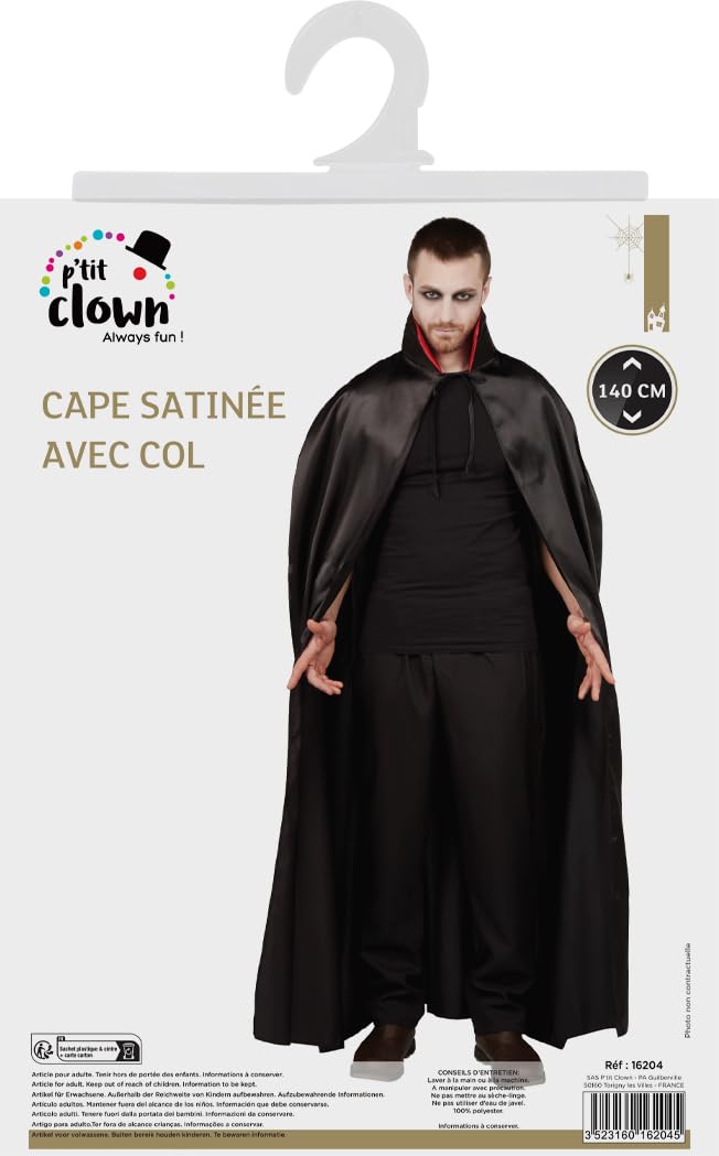 ptit-clown-16204-cape-satin-polyester-1-40-m-schwarz-rot image 3