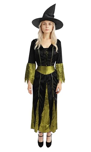 p-tit-clown-hexenkleid-damen-lang-schwarz-gr-n-gr-l-halloween image 7