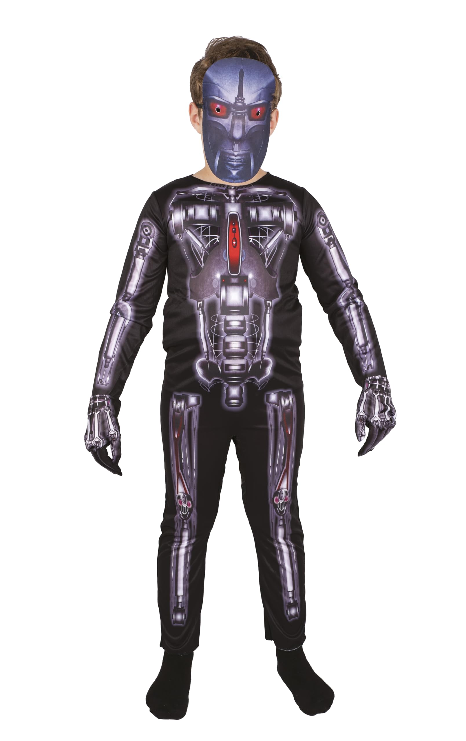 p-tit-clown-skelett-roboter-overall-kost-m-f-r-kinder-mit-maske image 1