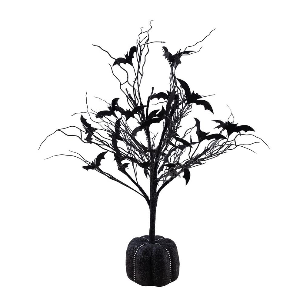 p-tit-clown-tischdeko-schwarzer-wald-70-cm-schwarz-baum-mit-fledermaus-halloween image 1