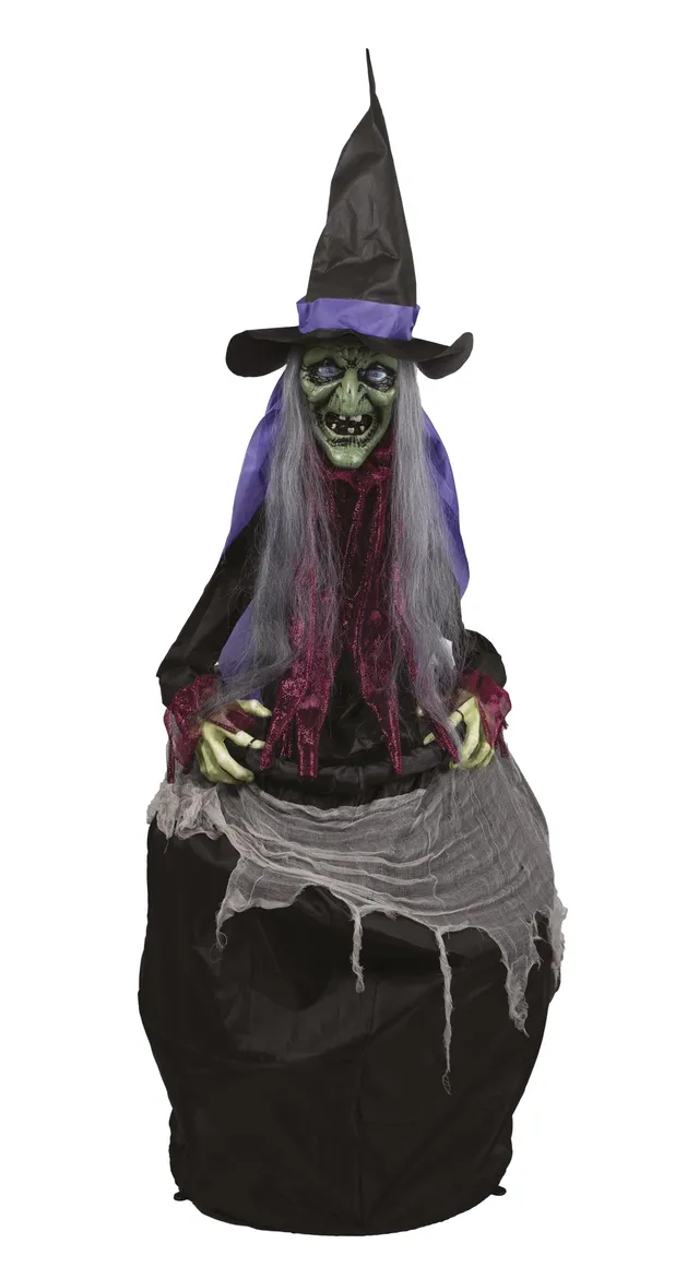 p-tit-clown-hexe-mit-kessel-animiert-halloween-deko-mit-sound-und-licht image 1