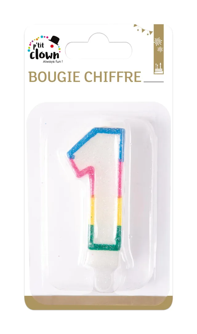 ptit-clown-zahlenkerze-1-gemustert-geburtstagskerze-f-r-torte-1-st-ck image 1