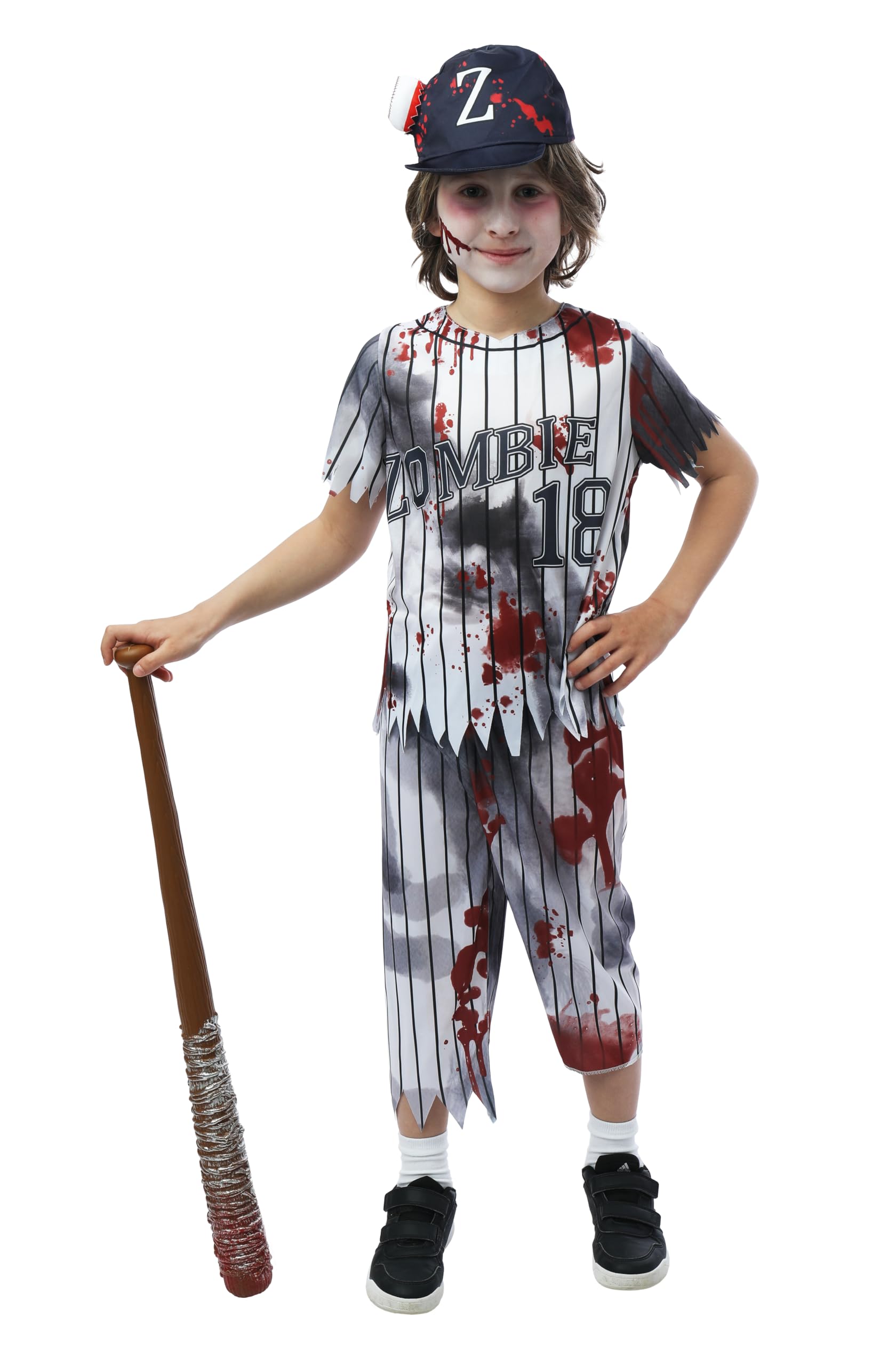 p-tit-clown-zombie-baseballspieler-kost-m-kinder-hut-set image 1