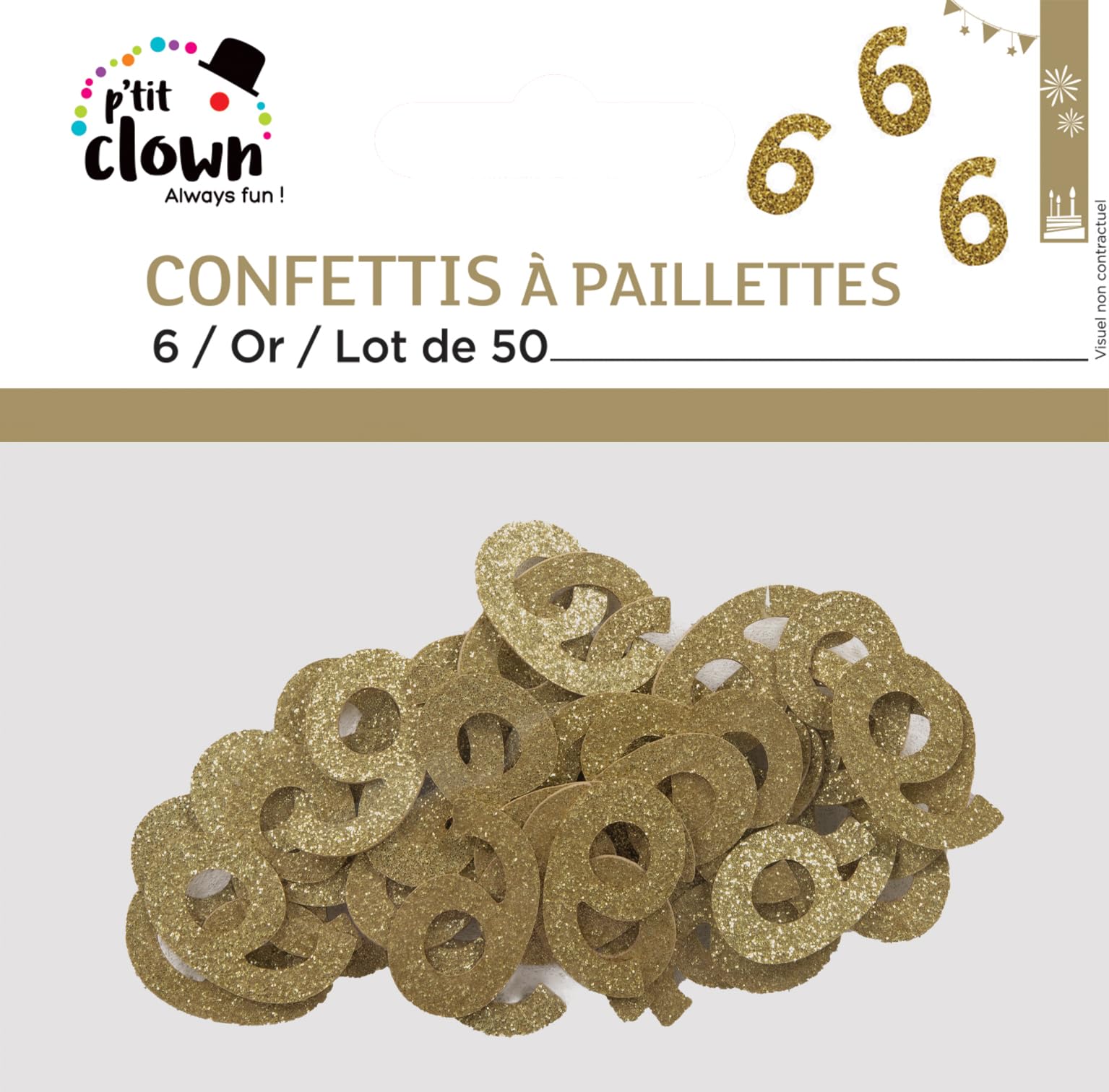 p-tit-clown-glitzer-konfetti-zahl-6-gold-50-st-ck image 2