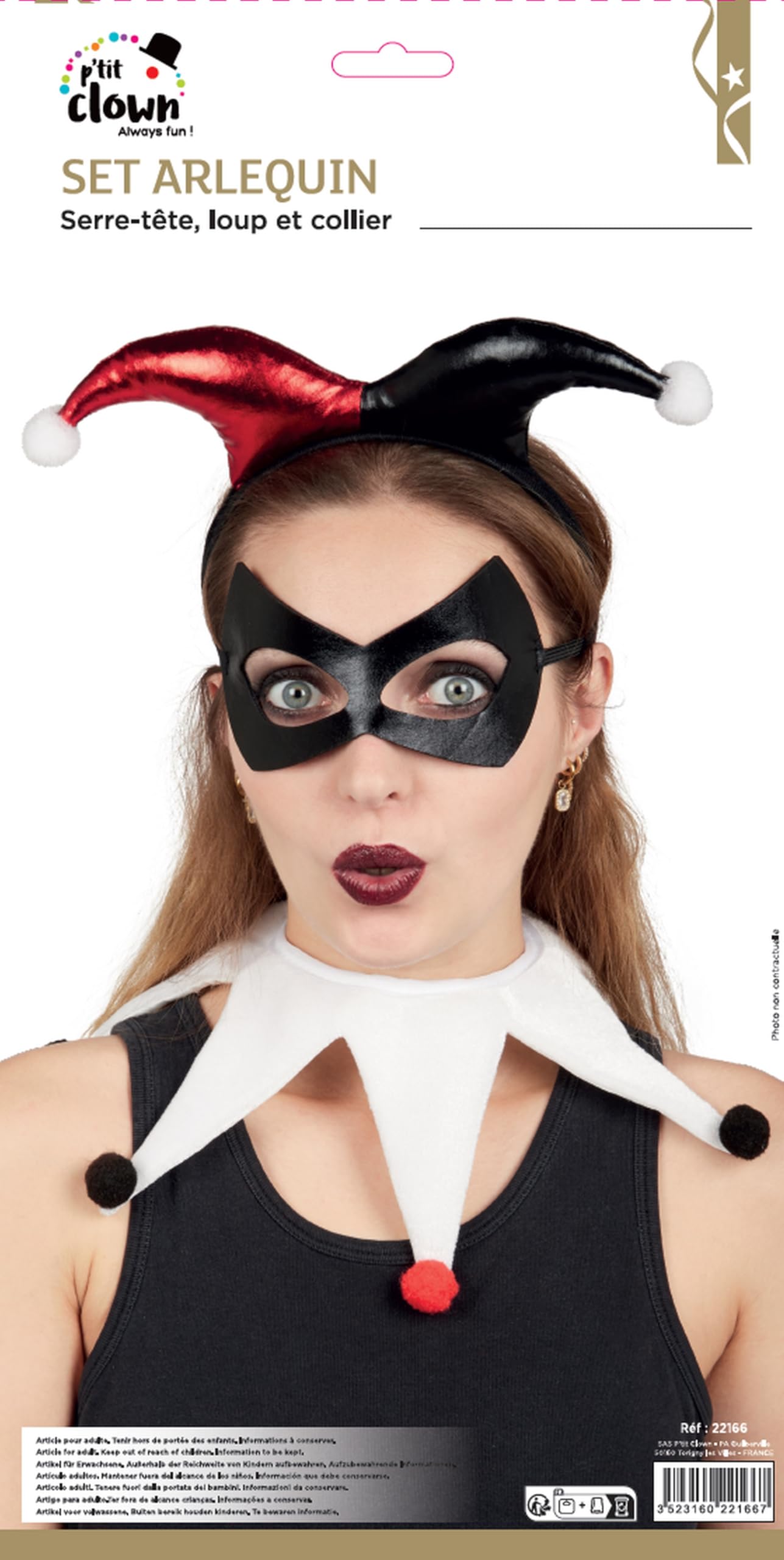 p-tit-clown-harlekin-zubeh-r-set-haarreif-maske-kragen-einheitsgr-e image 4