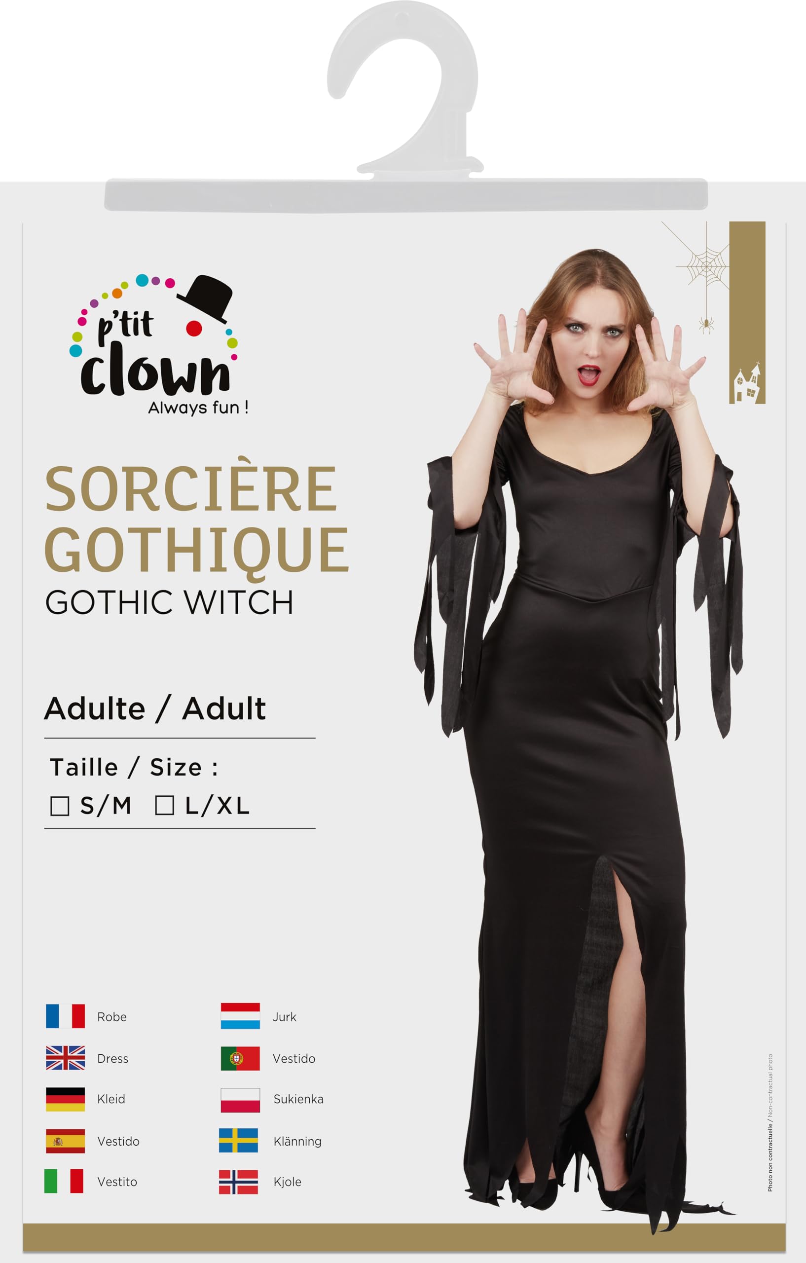 ptit-clown-gothic-hexe-damenkost-m-schwarz-lang-halloween-cosplay image 4