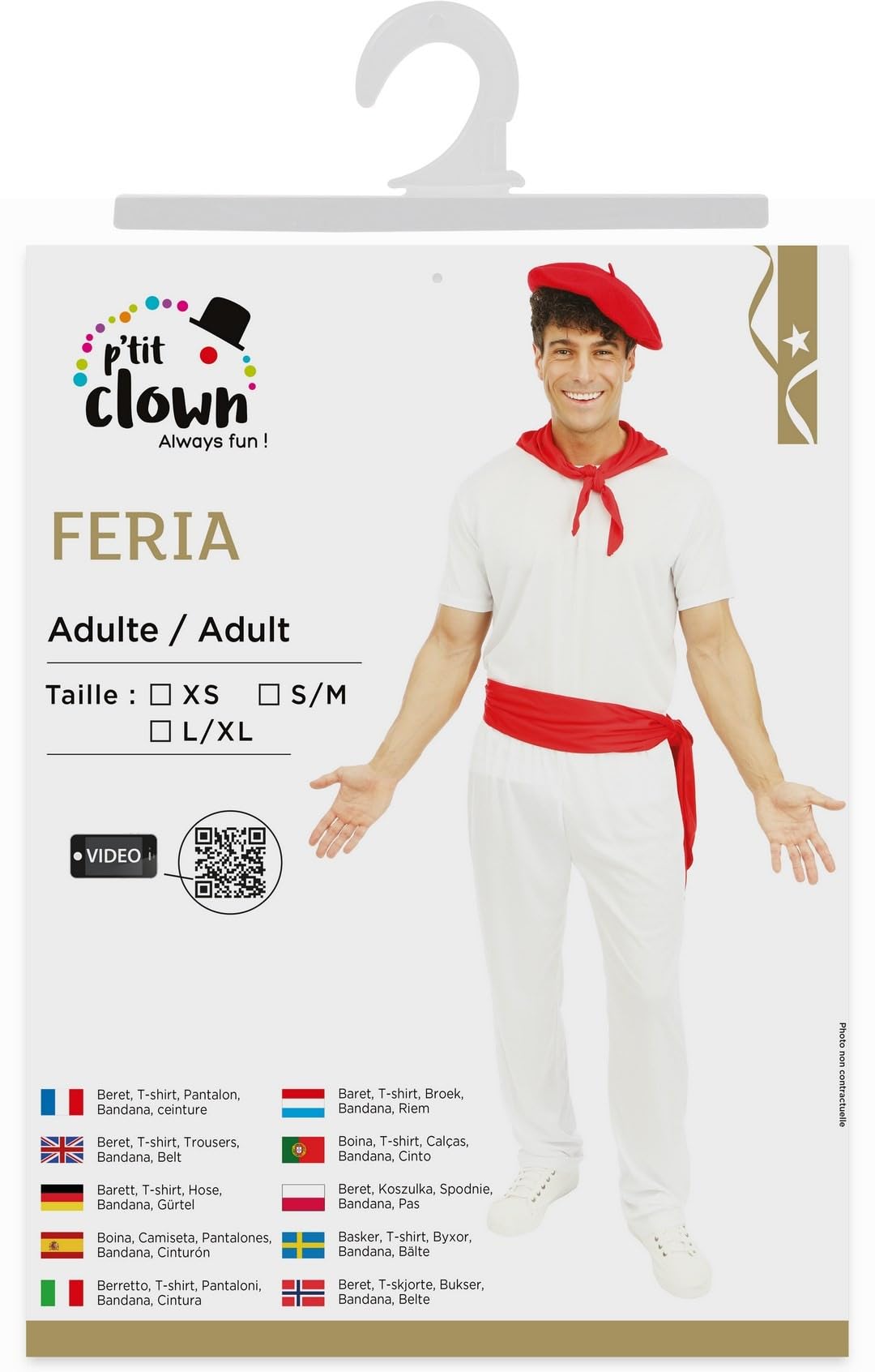 ptit-clown-feria-kost-m-erwachsene-wei-rot-komplett-5-teilig-polyester image 5