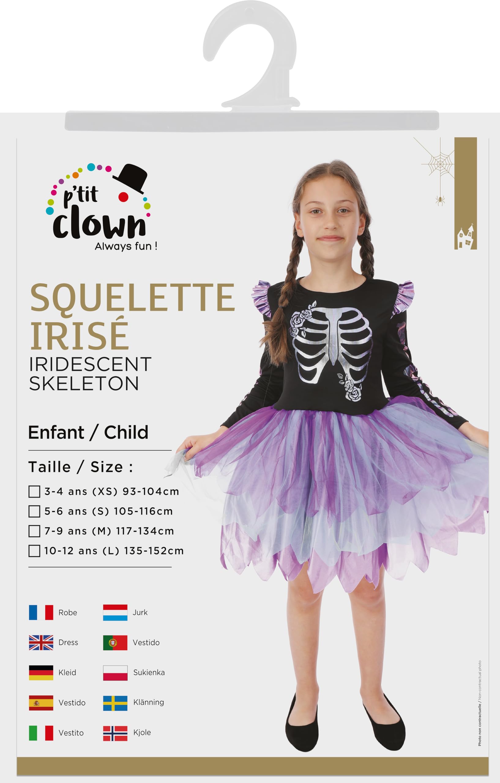 ptit-clown-skelett-kost-m-schillernd-r-sche-schwarz-violett-m-dchen-3-4-jahre image 5