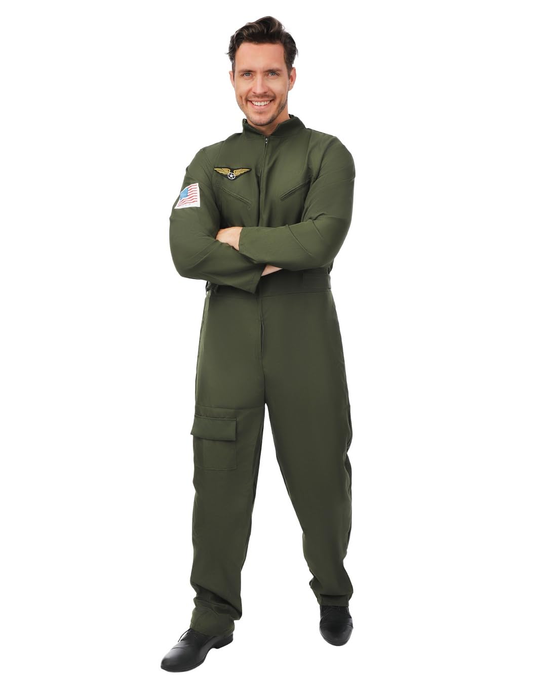 p-tit-clown-jagdpilot-kost-m-air-pilot-suit-f-r-erwachsene-overall-khaki-gr-n image 2