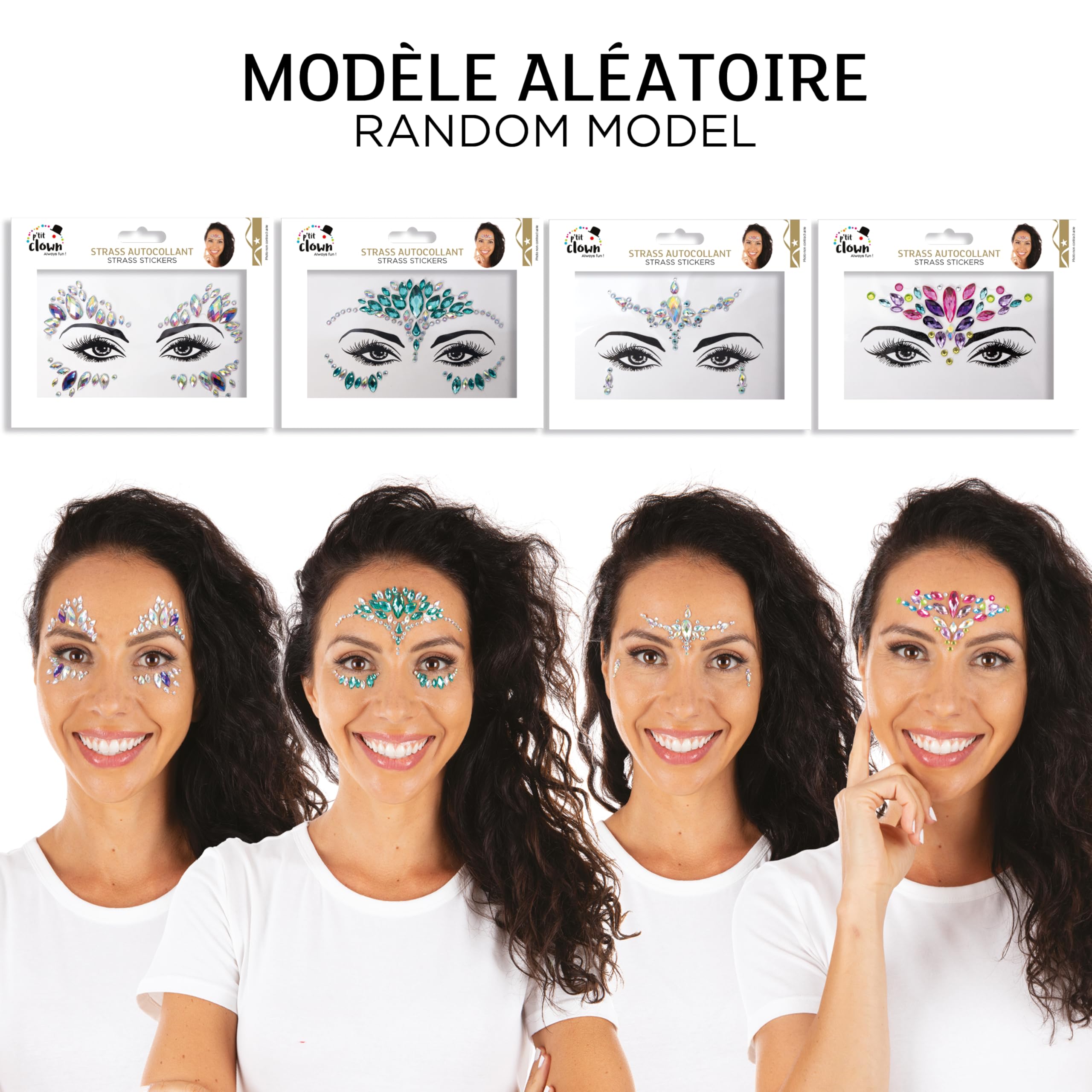 p-tit-clown-strass-gesichtssticker-selbstklebend-modell-zuf-llig image 2