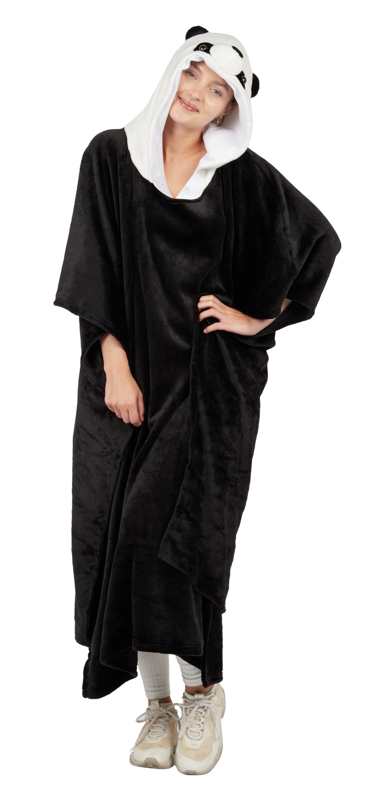p-tit-clown-damen-panda-adulte-poncho-schwarz-one-size image 1