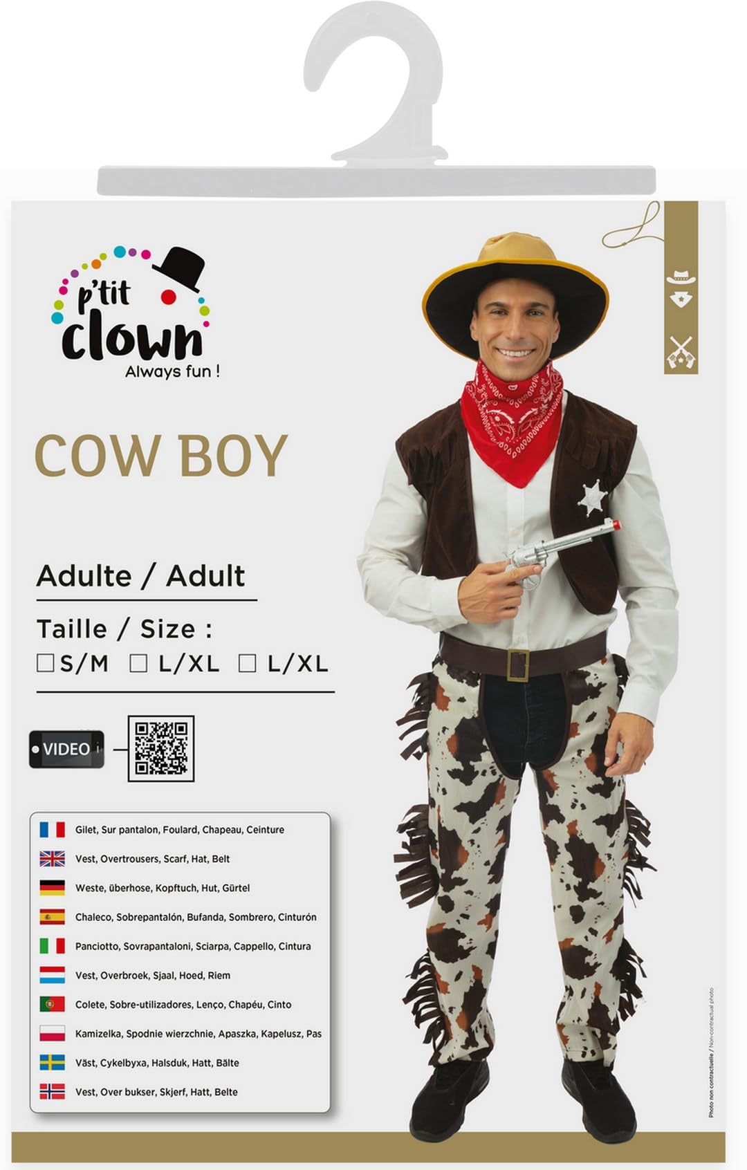 ptit-clown-cowboy-kost-m-herren-l-xl-braun-5-teilig-polyester image 5