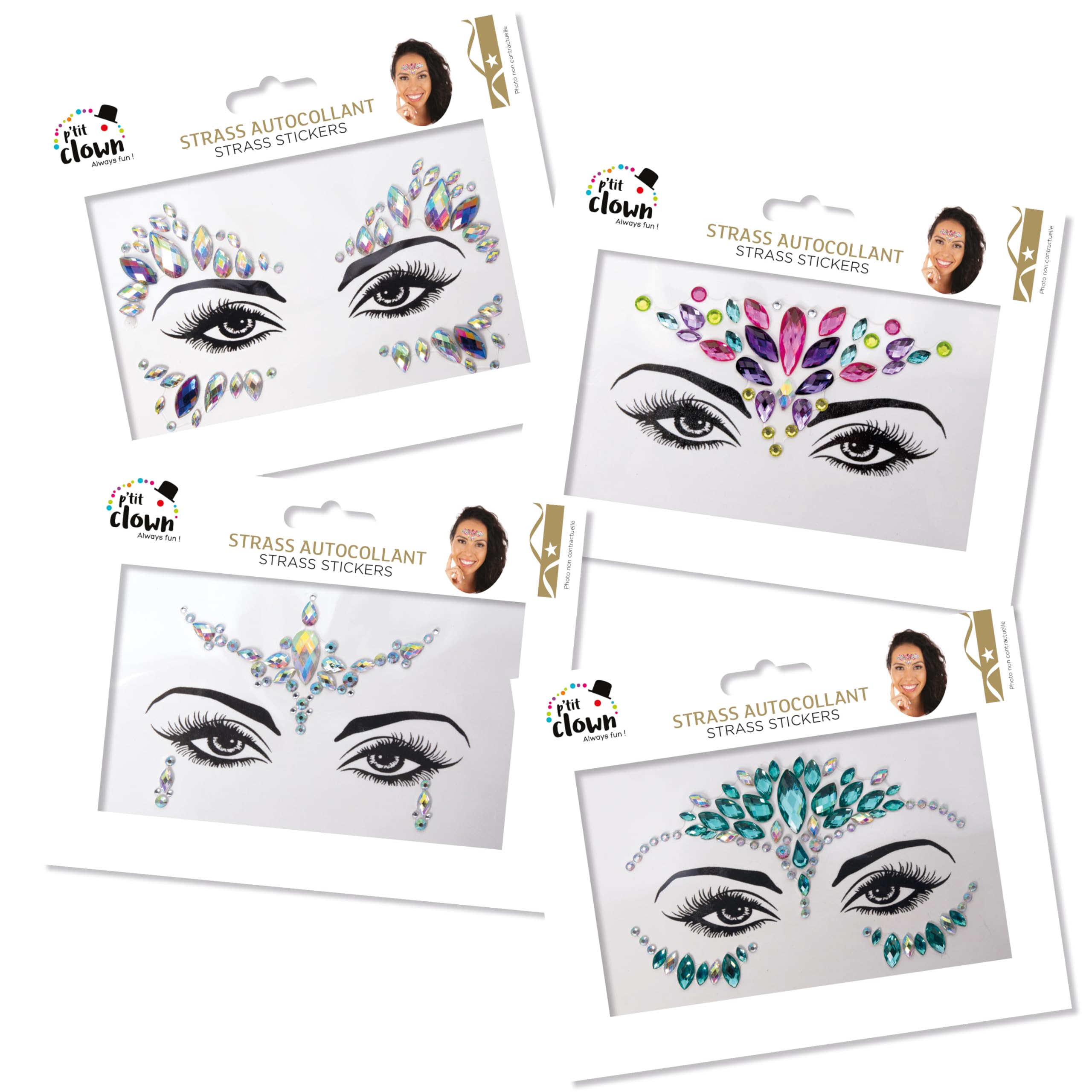 p-tit-clown-strass-gesichtssticker-selbstklebend-modell-zuf-llig image 4