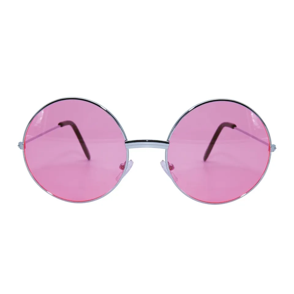 ptitclown-hippie-brille-rose-runde-metallbrille-erwachsene image 1