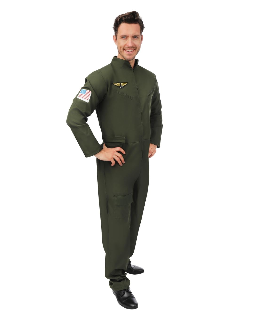 p-tit-clown-jagdpilot-kost-m-air-pilot-suit-f-r-erwachsene-overall-khaki-gr-n image 3