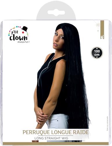 ptit-clown-damen-per-cke-lang-glatt-schwarz-100-cm-hexe image 5
