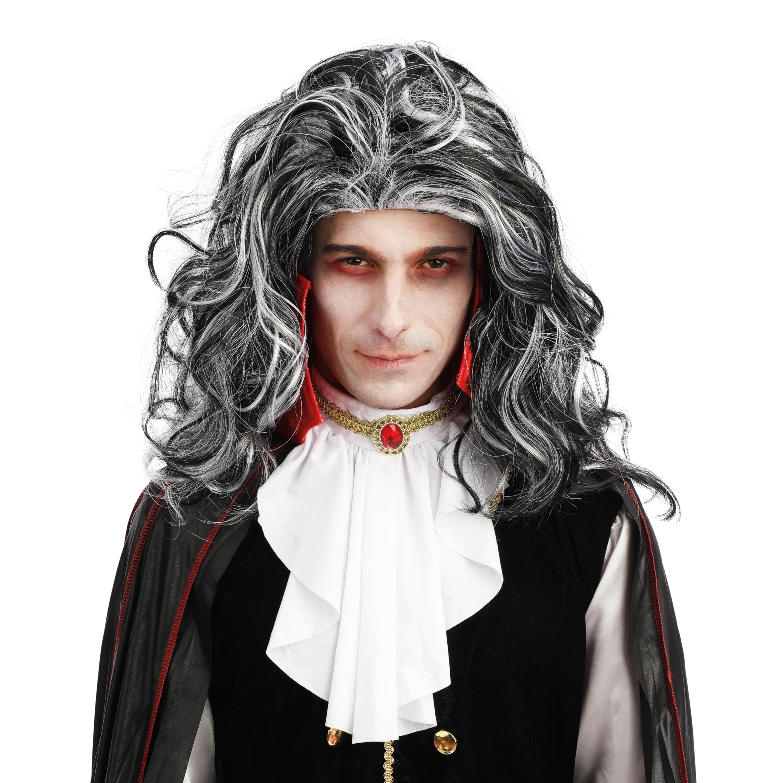 p-tit-clown-22185-vampir-per-cke-lang-gewellt-schwarz-wei-herren image 1