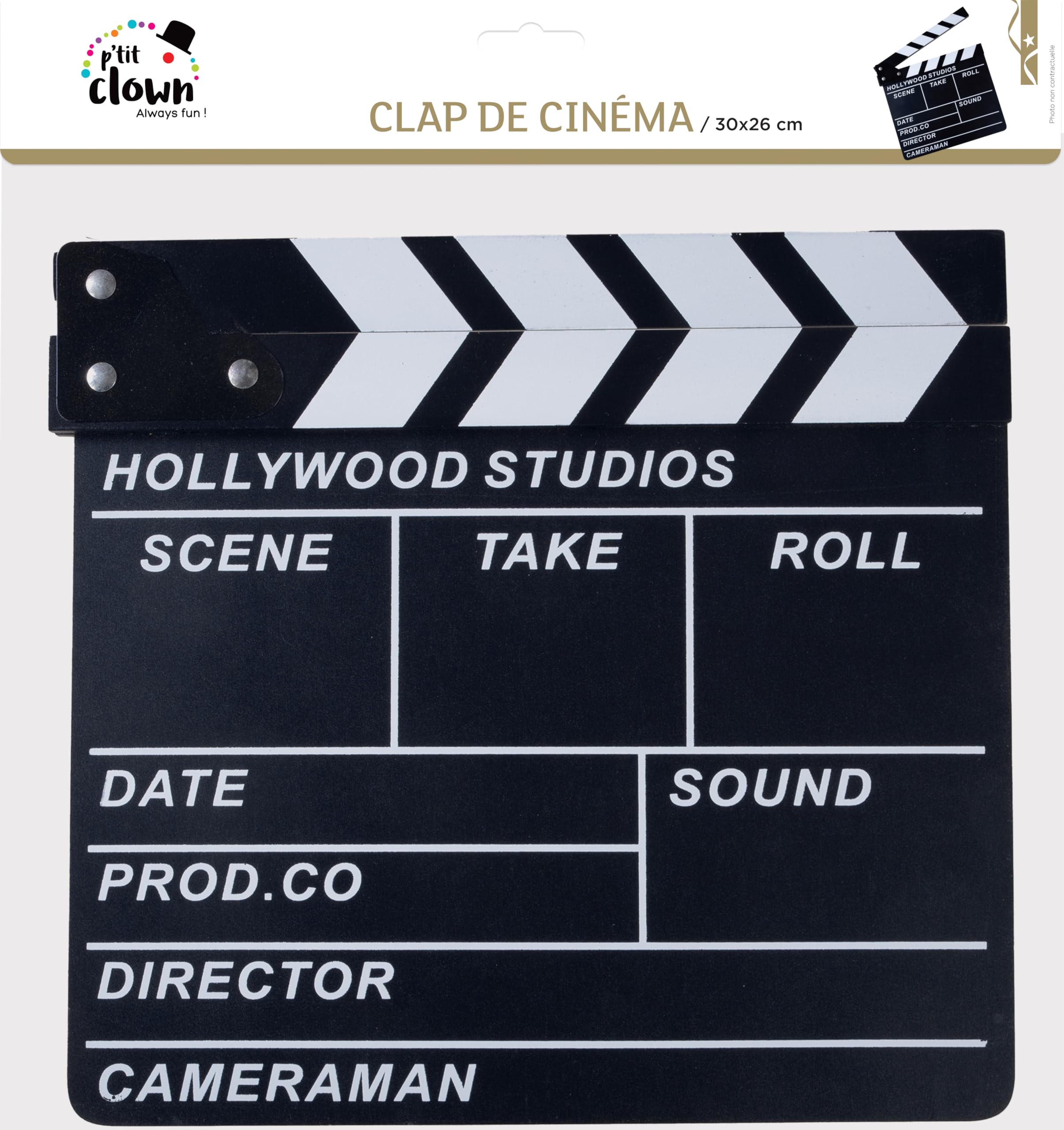ptit-clown-filmklappe-clap-de-cin-ma-30-x-26-cm-schwarz-holz image 2