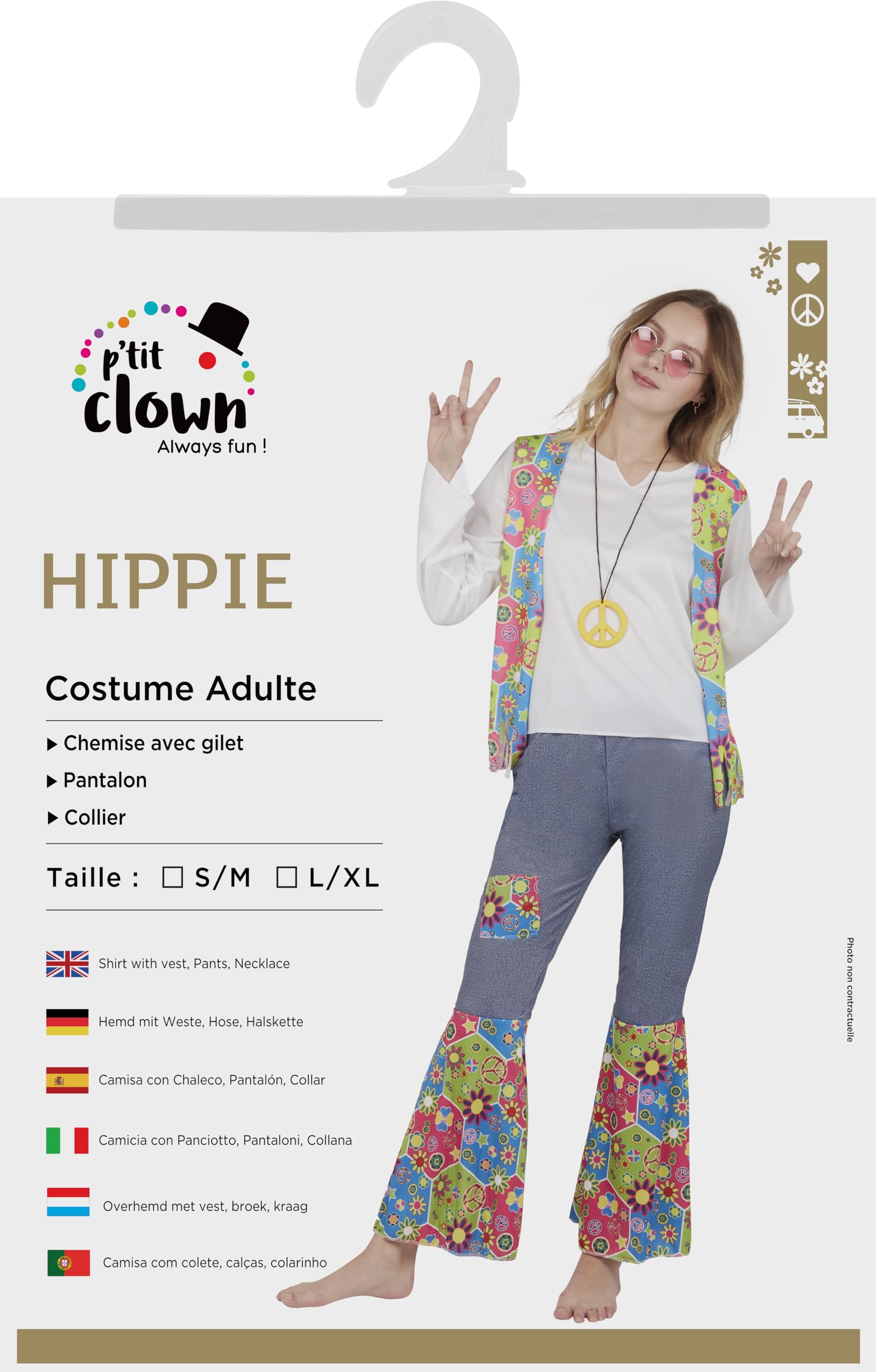 ptit-clown-hippie-kost-m-damen-mehrfarbig-xl image 5