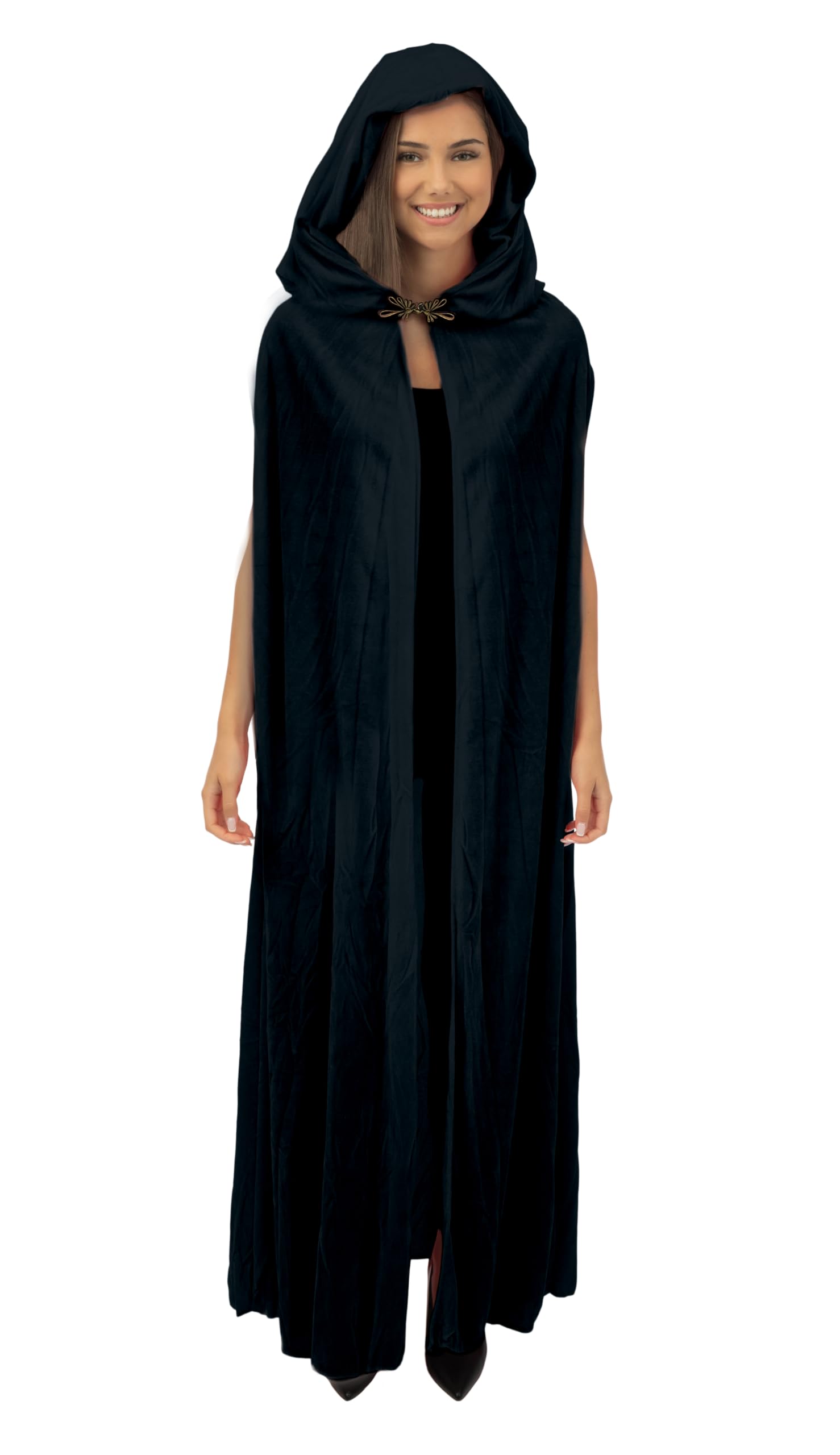 p-tit-clown-samt-umhang-damen-44430-schwarz-150-cm-mit-kapuze image 1