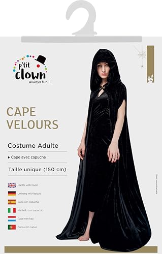 p-tit-clown-samt-umhang-damen-44430-schwarz-150-cm-mit-kapuze image 7