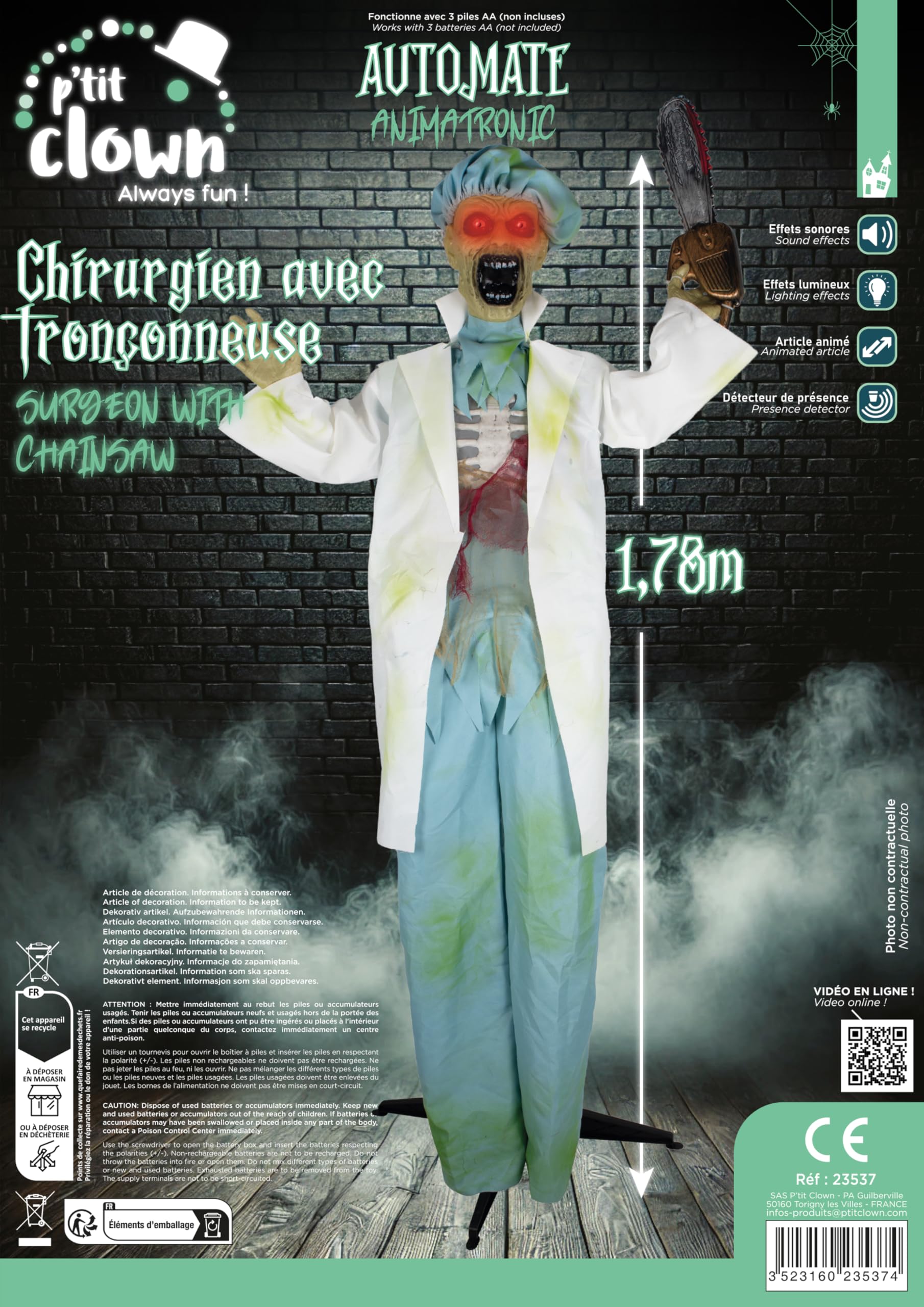 ptit-clown-halloween-chirurg-mit-kettens-ge-animatronic-178-cm image 2