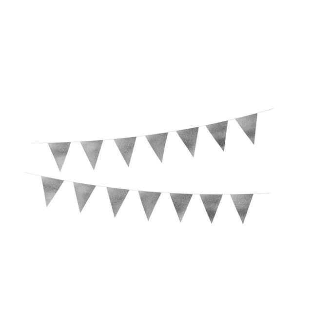 ptit-clown-glitzer-girlande-silber-3-m-14-wimpel image 1