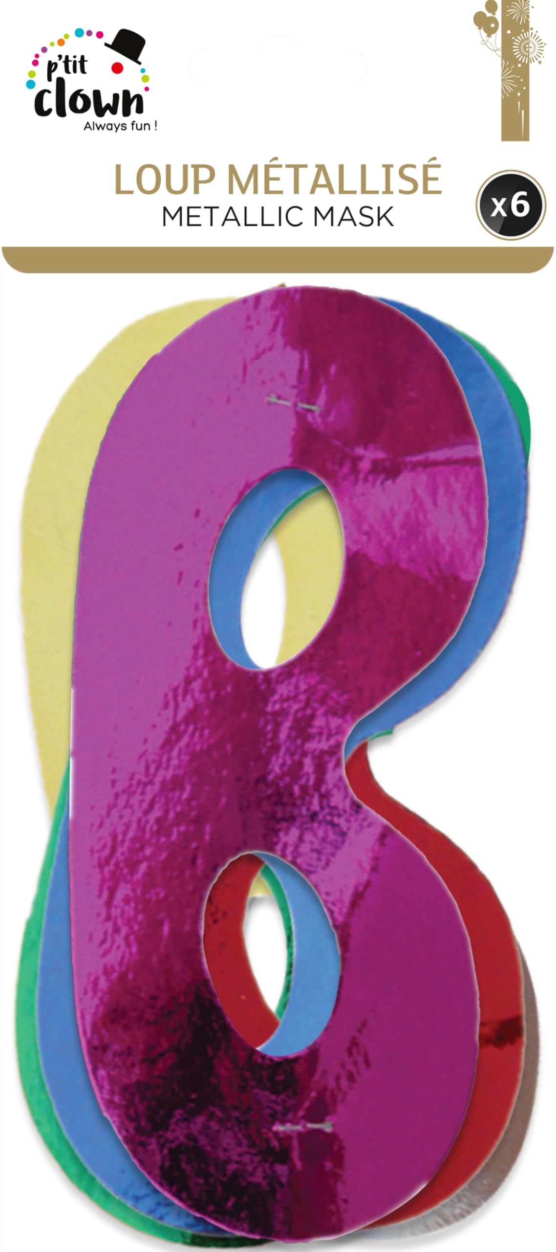 p-tit-clown-augenmasken-metallic-6er-set-multicolore image 2