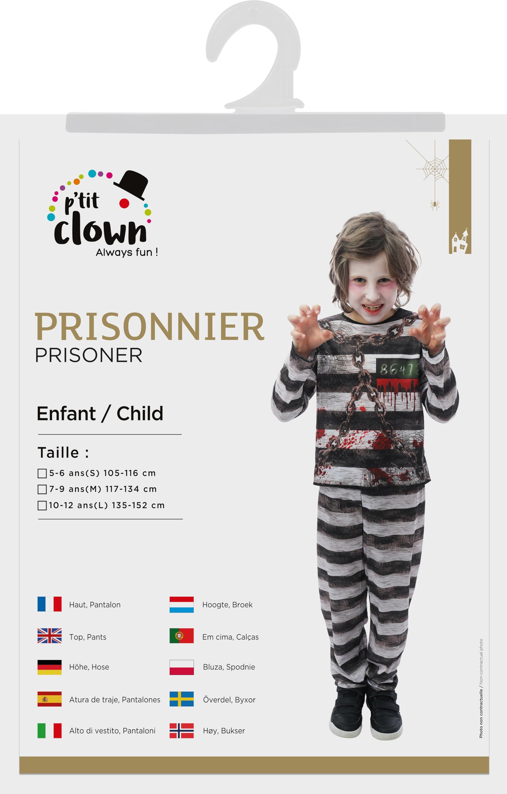 ptit-clown-gefangenenkost-m-kinder-schwarz-wei-jumpsuit image 5