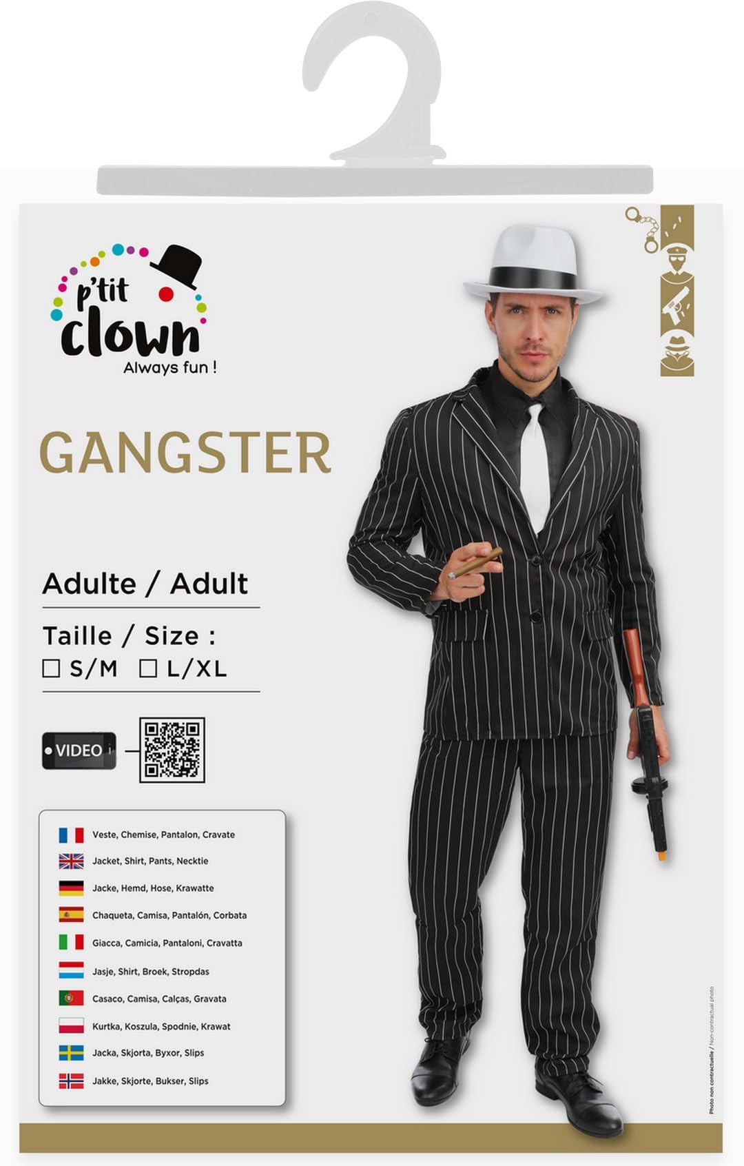 ptit-clown-gangster-kost-m-nadelstreifen-schwarz-l-xl image 8