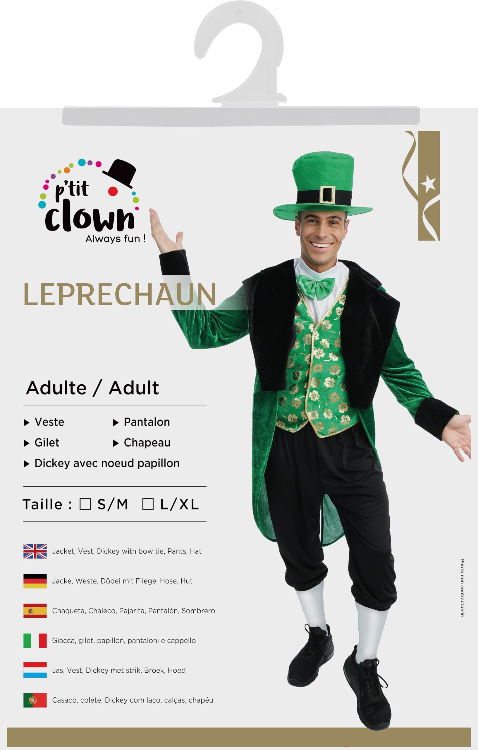 ptit-clown-leprechaun-kost-m-erwachsene-unisex-luxus-gr-n image 6