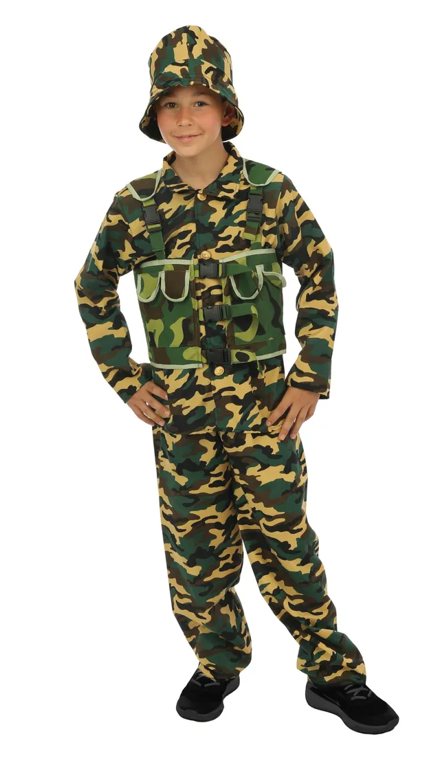 p-tit-clown-soldatenkost-m-kinder-milit-r-camouflage-4-teilig image 1