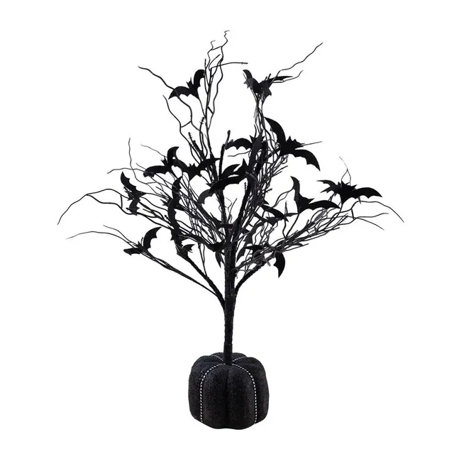 p-tit-clown-tischdeko-schwarzer-wald-70-cm-schwarz-baum-mit-fledermaus-halloween image 1