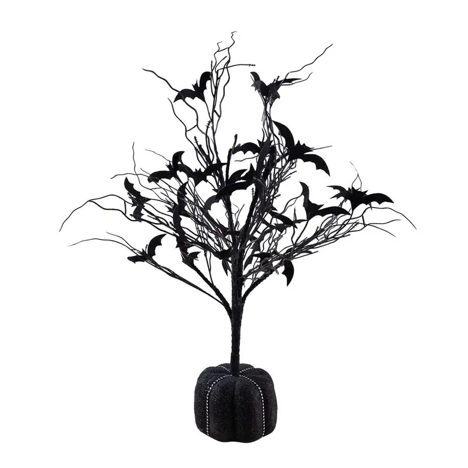 p-tit-clown-tischdeko-schwarzer-wald-70-cm-schwarz-baum-mit-fledermaus-halloween image 1