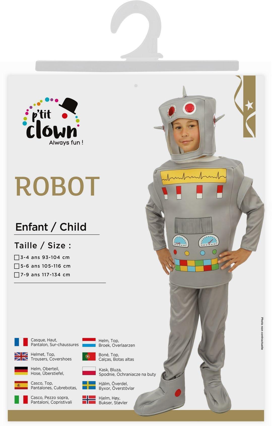 p-clown-roboter-kost-m-f-r-kinder-grau-komplett-set-uni image 5