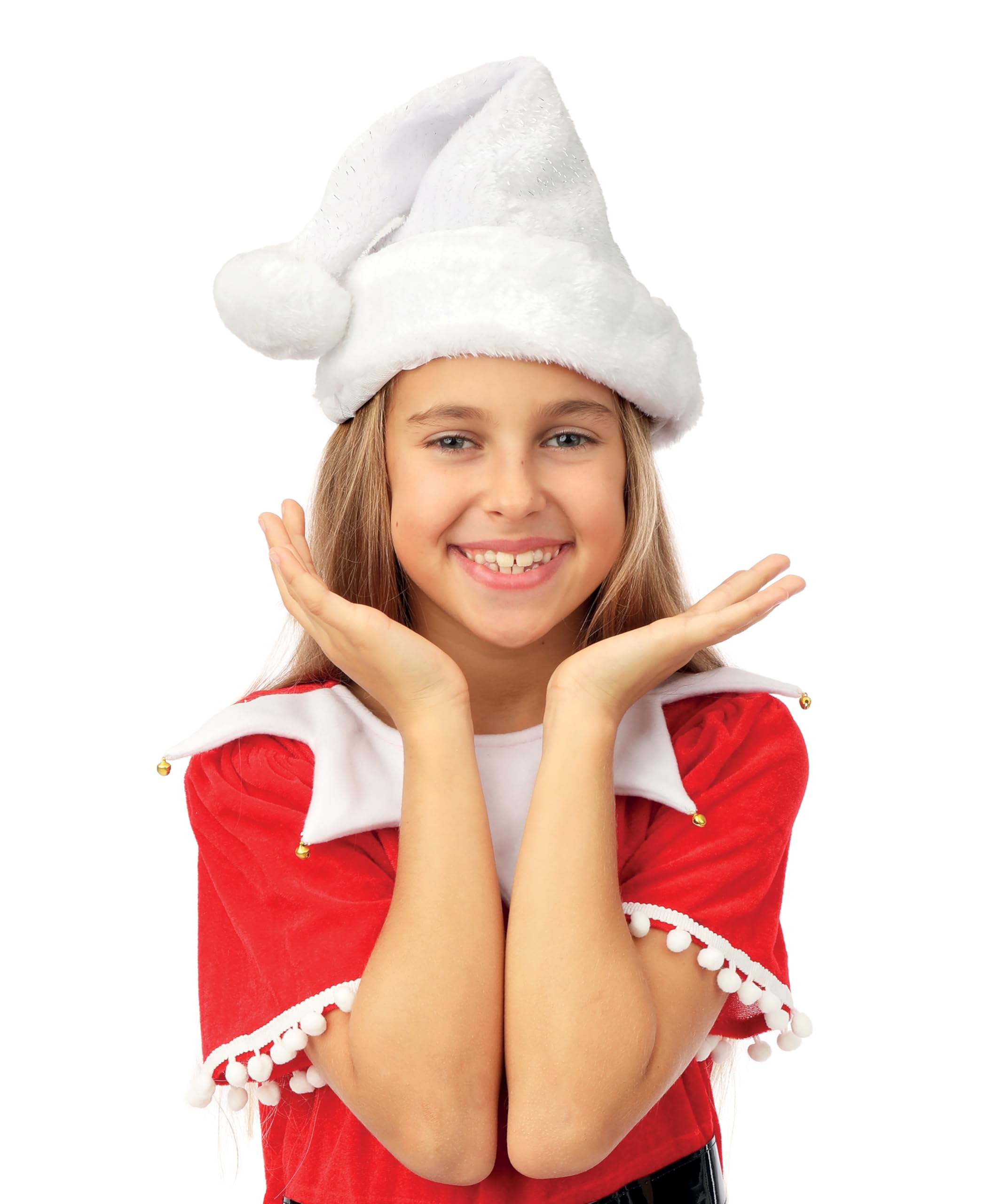 p-tit-clown-weihnachtsm-tze-kind-wei-silber-kunstpelz-mit-bommel image 1