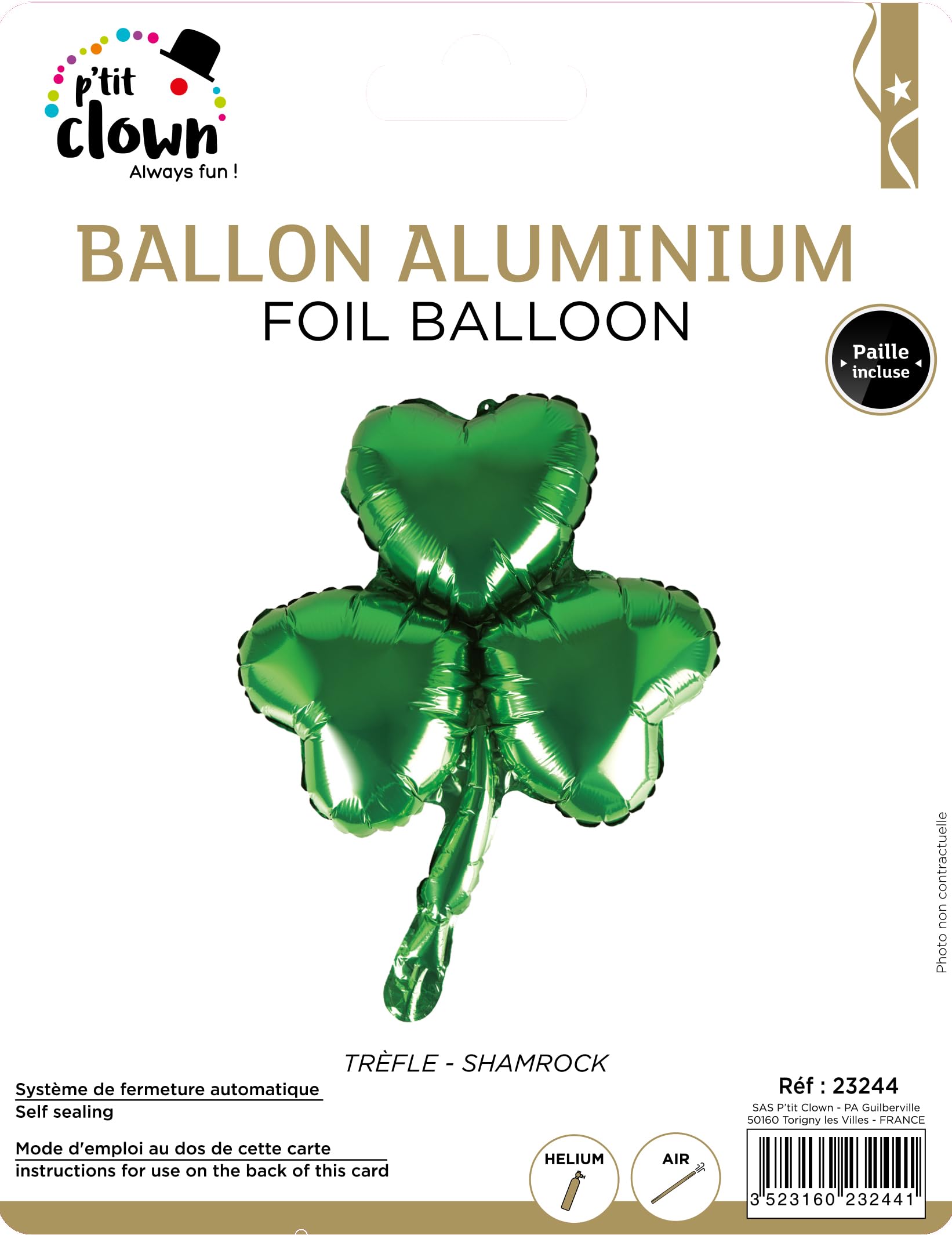 p-tit-clown-st-patrick-s-day-aluminiumballon-kleeblatt-43-cm image 2