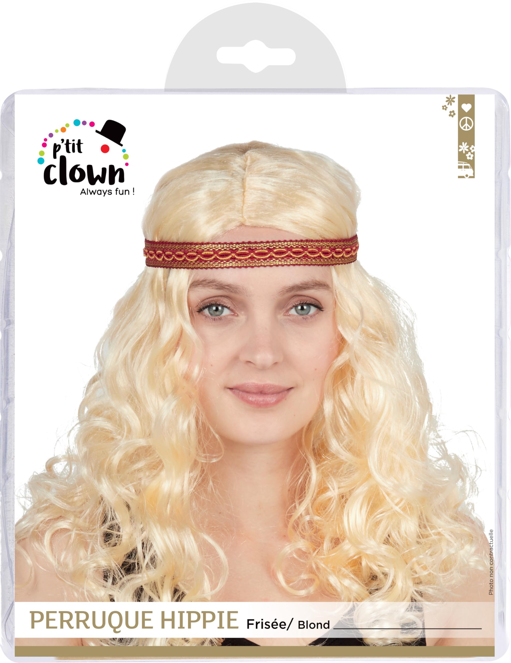 ptit-clown-68650-hippie-per-cke-damen-lockiges-blond-mit-haarband image 4