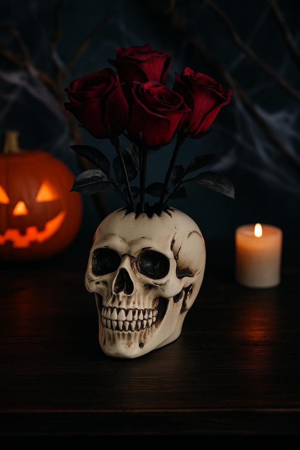 ptit-clown-12940-animierte-totenkopfvase-mit-rosen-30-cm-mit-soundeffekten image 2