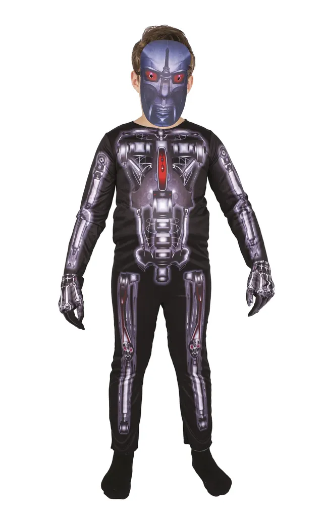 p-tit-clown-skelett-roboter-overall-kost-m-f-r-kinder-mit-maske image 1